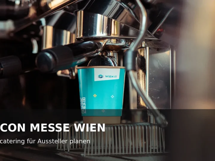 Gebrandeter Coffee Point mit Barista für einen Messestand im VIECON Messe Wien