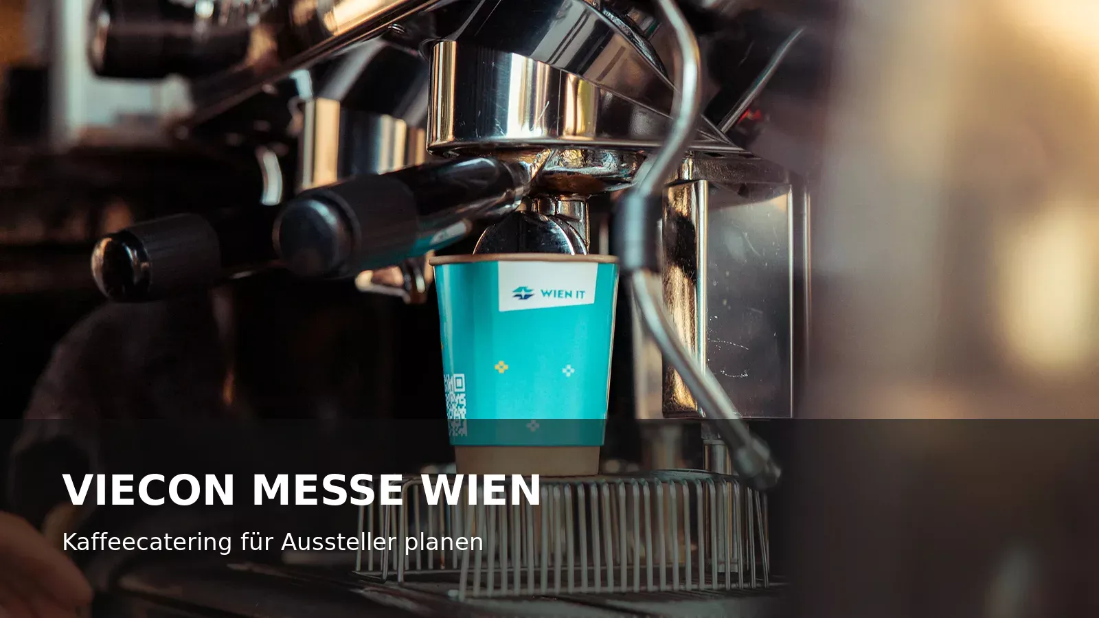 Gebrandeter Coffee Point mit Barista für einen Messestand im VIECON Messe Wien